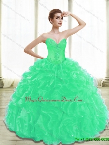 Romantic Appliques Sweet 15 Quinceanera Dresses in Turquoise for 2015
