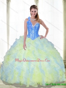Romantic Beading and Ruffles Sweetheart Multi Color Quinceanera Dresses for 2015