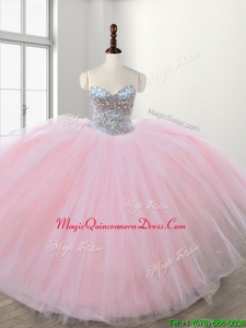 Discount Really Puffy Baby Pink Sweet 16 Dress with Beading