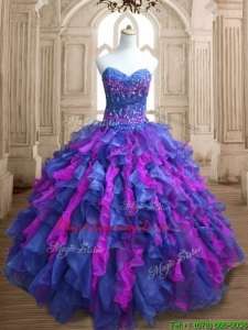 Best Selling Really Puffy Organza Quinceanera Dress with Appliques and Ruffles
