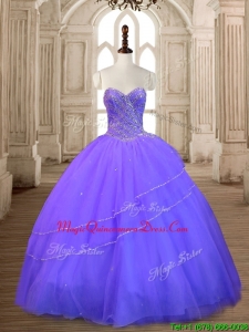 New Style Lavender Tulle Quinceanera Dress with Beading for Spring