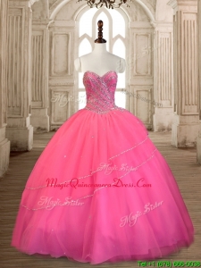 Top Selling Beaded Tulle Sweet 16 Dress in Rose Pink
