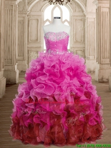 Best Selling Rainbow Quinceanera Dress with Beading and Ruffles