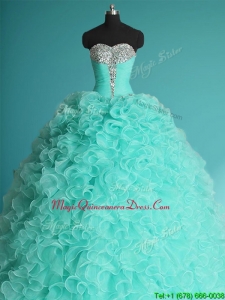 Exclusive Apple Green Big Puffy Quinceanera Dress with Beading and Ruffles