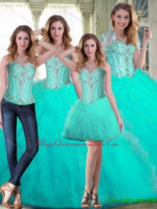 2015 Classical Sweetheart Beaded Fashionable Quinceanera Gown with Ruffles