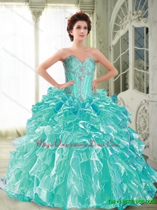 Comfortable Sweetheart Custom Made Quinceanera Dress with Ruffles and Beading