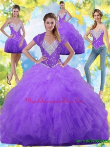 2015 Beautiful Ball Gown Quinceanera Dresses with Beading and Ruffles