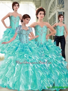 Luxury Ball Gown 2015 Quinceanera Dresses with Ruffles and Beading