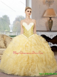 Luxury Sweetheart Quinceanera Dresses with Beading and Ruffles