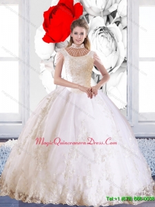 Popular 2015 Laceed and Beaded Quinceanera Dress with High Neck