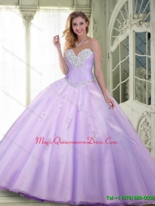 Sturning Beaded and Appliques Quinceanera Dresses in Lavender