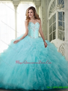 Puffy Ball Gown Sweetheart Quinceanera Dresses with Beading and Ruffles