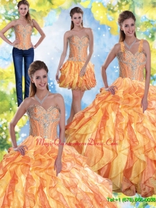 Puffy Quinceanera Dresses with Beading and Ruffles in Multi Color