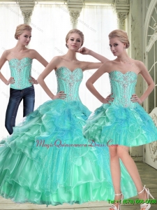 Romantic A Line 2015 Quinceanera Dresses with Beading
