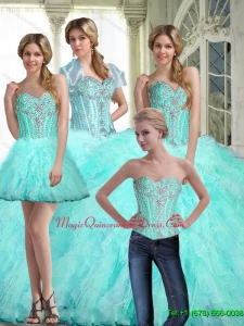 Romantic Ball Gown Sweetheart Quinceanera Dresses with Ruffles and Beading