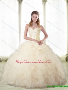 Romantic Champagne Sweetheart Quinceanera Dresses with Beading