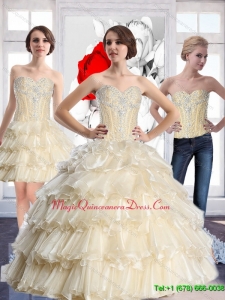 Romantic Sweetheart Quinceanera Dresses with Beading and Ruffled Layers