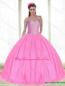 Romantic Sweetheart Quinceanera Dresses with Beading in Pink