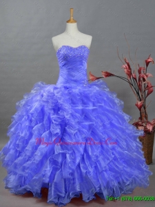 2015 Custom Made Sweetheart Dresses for Quinceanera with Beading and Ruffles