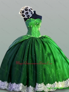 Custom Made Laced Sweetheart Green Quinceanera Dresses for 2015 for Winter