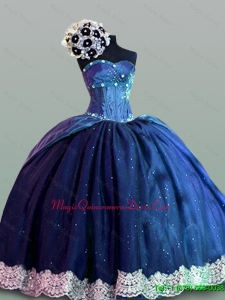 Custom Made Quinceanera Dresses with Lace in Navy Blue for 2015