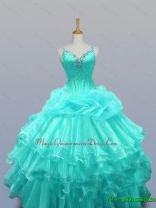 Custom Made Straps Quinceanera Dresses with Beading and Ruffled Layers for Winter