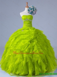 2015 Custom Made Strapless Quinceanera Dresses with Beading and Ruffles for Winter