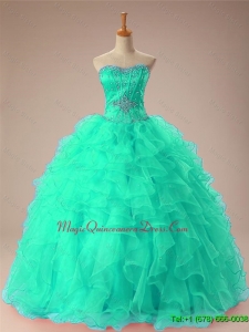 2015 Custom Made Sweetheart Beaded Quinceanera Dresses with Ruffles for Winter