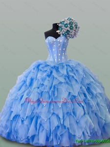2015 Custom Made Sweetheart Quinceanera Dresses with Beading and Ruffles