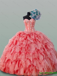 2015 Custom Made Sweetheart Quinceanera Dresses with Beading for Winter