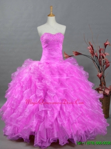 2015 In Stock Sweetheart Quinceanera Dresses with Beading and Ruffles for Winter
