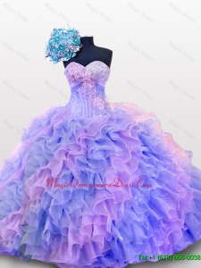 Custom Made Beaded and Sequins Sweetheart Quinceanera Dresses for 2015