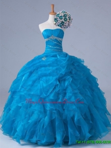 Custom Made Beading and Ruffles Strapless Quinceanera Dresses for 2015