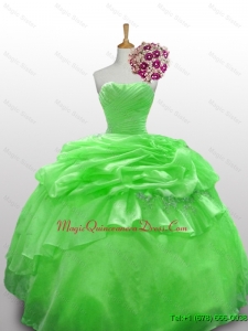 Custom Made Strapless Beading Quinceanera Dresses in Spring Green