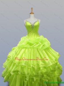 In Stock Straps Quinceanera Dresses with Ruffled Layers for 2016 for Winter