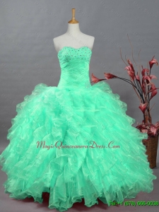 In Stock Sweetheart Quinceanera Dresses with Beading and Ruffles for 2015