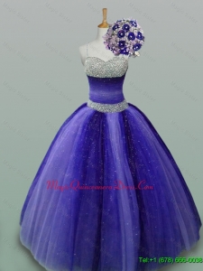 2015 In Stock Quinceanera Dresses with Beading in Tulle
