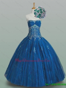 2015 In Stock Strapless Beaded Quinceanera Dresses in Tulle for Winter