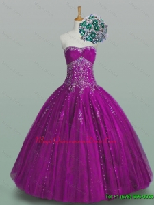 2015 In Stock Strapless Beaded Quinceanera Dresses with Appliques