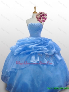 2015 In Stock Strapless Quinceanera Dresses with Paillette and Ruffled Layers for Fall
