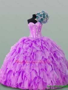 2015 In Stock Sweetheart Beaded Quinceanera Dresses in Organza