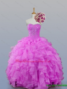 2015 In Stock Sweetheart Beaded Quinceanera Dresses with Ruffles for Fall