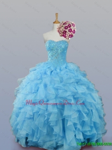 2015 In Stock Sweetheart Quinceanera Dresses with Ruffles for Fall