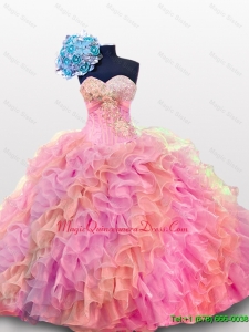 2015 In Stock Sweetheart Quinceanera Dresses with Sequins and Ruffles