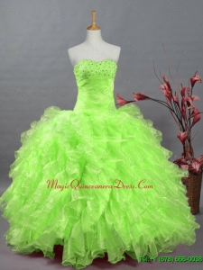 Fast Delivery Sweetheart Quinceanera Dresses in Spring Green for 2015