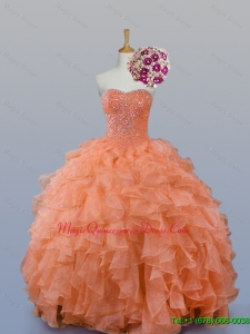 In Stock Sweetheart Beaded Quinceanera Dresses in Organza for 2015 for Fall