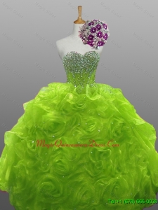 2015 Fast Delivery Rolling Flowers Quinceanera Dresses in Organza