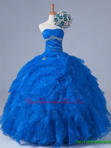 2015 Fast Delivery Strapless Quinceanera Dresses with Beading and Ruffles