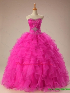 2015 Fast Delivery Sweetheart Ball Gown Quinceanera Dresses in Hot Pink