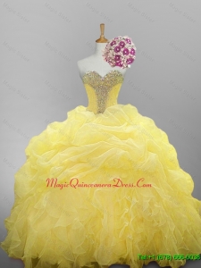 2015 Fast Delivery Sweetheart Beaded Quinceanera Dresses with Ruffled Layers